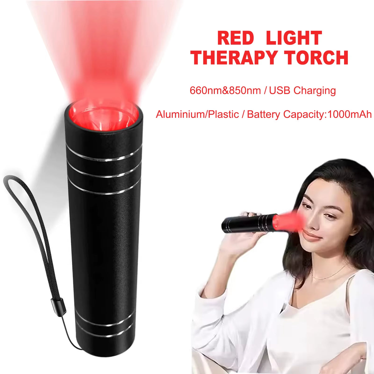 NEW Red Light Therapy Electric Torch Infrared Light Therapy Portable Lamp Pen Red Light Therapy Face Wand